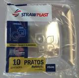 140 Prato Acrilico Quadrado Refeição 21cm Cristal Strawplast