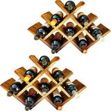 2 Adegas Art Madeira tipo Colmeia para 8 Vinhos Chão Mesa Marrom - Arte em madeira