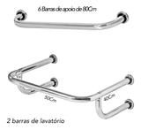 2 Barras De Apoio Para Lavatório E 6 Barras De Idoso De 80cm - Metalcromo
