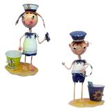 2 Bonecos Casal Marinheiros Ferro Enfeitar Jardim Decoracao (BON-M-S6) - Braslu