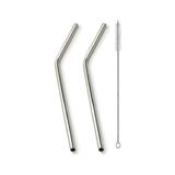 2 Canudos de Aço Inox Reutilizável Curvo com Escova F-97239-1 - Fwb