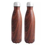 2 Garrafa Termica Cantil Estilo Madeira Inox Swell 500ml - Pdv