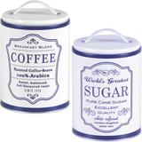 2 Lata Coffee Sugar Porta Café Açúcar Pote Retrô Vintage a/a - Bella tavola