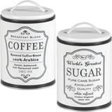 2 Lata Coffee Sugar Porta Café Açúcar Pote Retrô Vintage b/b - Bella tavola