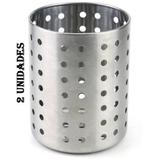 2 Porta Talheres Inox Vazado P/ Garfo Faca Cozinha - Clink