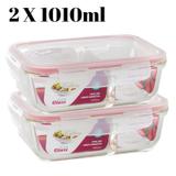 2 Potes Vidro Hermético Divisória Mantimentos 1010ml Marmita - Casa linda