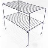 2 Prateleira Empilhável Suporte Aço Organizador Multiuso 44x25x18cm Armário Cozinha Closet Cor Preta - Nacional