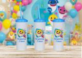 20 Copo com Tampa e Canudo Baby Shark - Blank art studio