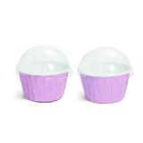 20 Kit Forminhas Cupcake com Tampa Liso Rosa M Decoração Festas - Cromus