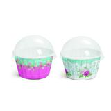 20 Kit Forminhas Cupcake com Tampa Sortido Floral Azul M Decoração Festas - Cromus