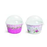 20 Kit Forminhas Cupcake com Tampa Sortido Floral Rosa M Decoração Festas - Cromus