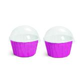 20 Kit Forminhas Cupcake com Tampa Sortido Liso Pink P Decoração Festas - Cromus