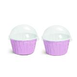 20 Kit Forminhas Cupcake com Tampa Sortido Liso Rosa P Decoração Festas - Cromus