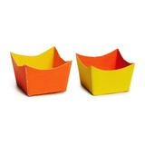 24 Forminhas Doce Quad Laranja/Amarelo Decoração Festas - Cromus