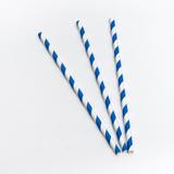 25 Canudo De Papel Biodegradável 6mm 19,7cm Listras Cor:Azul-claro - Barrettoimports