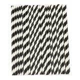 25 Canudo De Papel Biodegradável 6mm 19,7cm Listras Cor:Preto - Barrettoimports