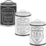 3 Lata Coffee Sugar Tea Porta Café Açúcar Chá Pote Retrô Pbb - Bella tavola