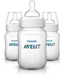 3 Mamadeiras Avent 260ml Anticólica Classic+ Transparente - Philips avent