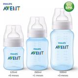 3 Mamadeiras Avent Anticólica 125/260/330ml Classic+ Azul - Philips avent