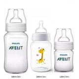 3 Mamadeiras Classic Anticólica 125/260/330ml Girafa Avent - Philips avent