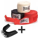 3 Pares de Bandagem 2,74 M + Protetor Bucal Preto Everlast