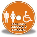 3 Placa de banheiro unissex/acessível em Braille - Tecnomidia