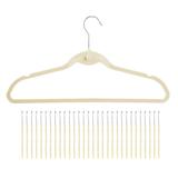 30 Cabides De Veludo Slim Ultra Finos Antideslizante Aveludado Bege - Kelter