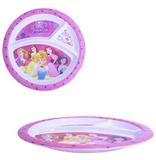 3un Prato De Melamina Infantil Redondo C 3 Div Princesa 21cm - Daiwa/gedex