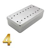 4 Estojos Inox Perfurado 20x10x5cm P/ Autoclave - Sistole