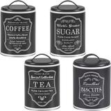 4 Lata Coffee Sugar Tea Biscuits Porta Vintage Pote Retrô Pr - Bella tavola