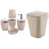 4 Peças Conjunto Para Banheiro E 1 Lixeira 5 Litros Eco Marfim - Ou