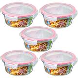 5 Pote Vidro Redondo Hermético Sanremo SR79 800ml 3 Divisões