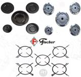5 Tampinhas + 5 Queimadores + 5 Grades p/ Fogão Cooktop Fischer