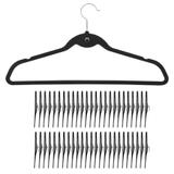 50 Cabides De Veludo Slim Ultra Finos Antideslizante Aveludado Preto - Kelter