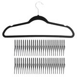 50 Cabides De Veludo Slim Ultra Finos Antideslizante Aveludado Preto - Kelter