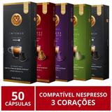 50 Cápsulas para Nespresso, 3 Corações, Café - Três