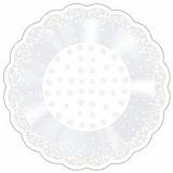 50 Embalagens Folha Poli Redondo 38Cm Floral Arabesco Branco - Cromus