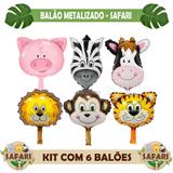 6 Balão Metalizado Safari Animais Para Centro De Mesa 32x24 - SPMIX SHOP