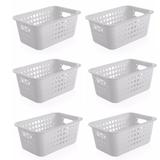 6 Caixa Organizadora Plástico 5l Casa Organize Cesto Closet Branco - Ou