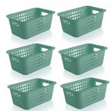 6 Caixa Organizadora Plástico 5l Casa Organize Cesto Closet Verde Menta - Ou