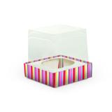 6 Caixas Cupcake com Visor Listras Colors Dec. Festas - Cromus