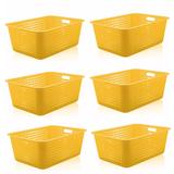 6 Caixas Organizadoras Grande Organize Cesto Plástico 14,5 Litros Amarelo - Ou