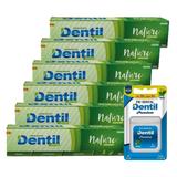 6 Creme Dentil Nature Vegano Stevia 90g + 1 Fio Dental
