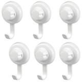 6 Ganchos Cabide Fixação Por Ventosa ABS Branco - Future
