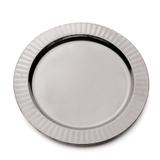 6 Pratos de Plástico Prata Liso 18 cm Decoração Festas - Cromus