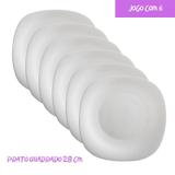 6 Pratos Quadrados Raso 28 cm Jantar Almoço Branco Luxo - Casa linda
