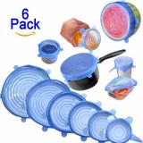 6 Super Tampas Pote Universal Stretch Silicone Clear - Rpc
