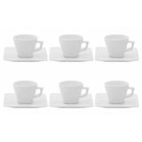 6 Xícaras Com Pires Para Café Quartier Porcelana Gm23-2000 Oxford
