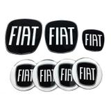 7 Adesivos Emblema Fiat Preto Grand Siena - Sportinox