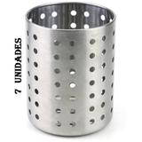 7 Porta Talheres Inox Vazado P/ Garfo Faca Cozinha - Clink